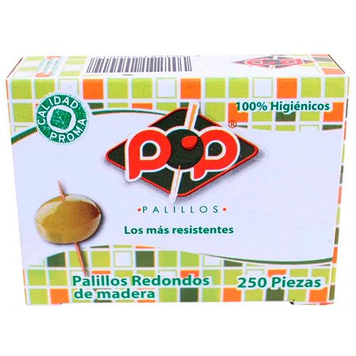 Palillos de Madera Pop Redondos Caja con 250 Palillos