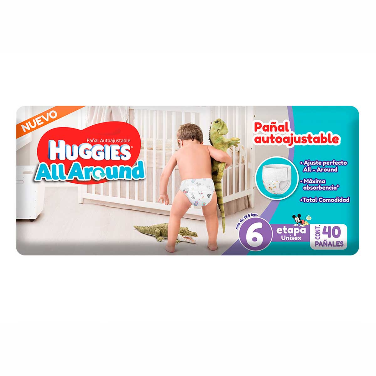Pañales Huggies All Around Etapa 6 Unisex 40 Pañales. | Chedraui