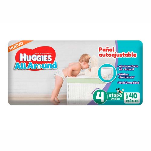 Pañales Huggies All Around Etapa 4 Unisex 40 Pañales.