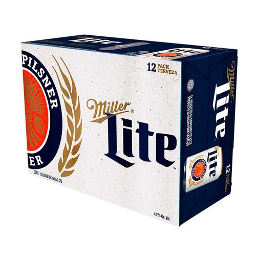 Cerveza Clara Miller Lite 12 Latas de 355 mlc/u