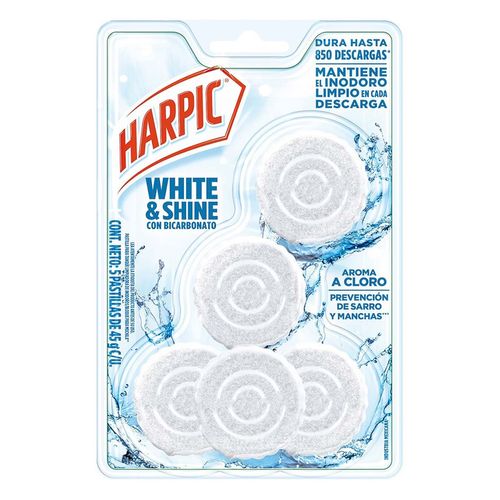 Pastillas Limpiadoras para Tanque Harpic White & Shine 5 Piezas