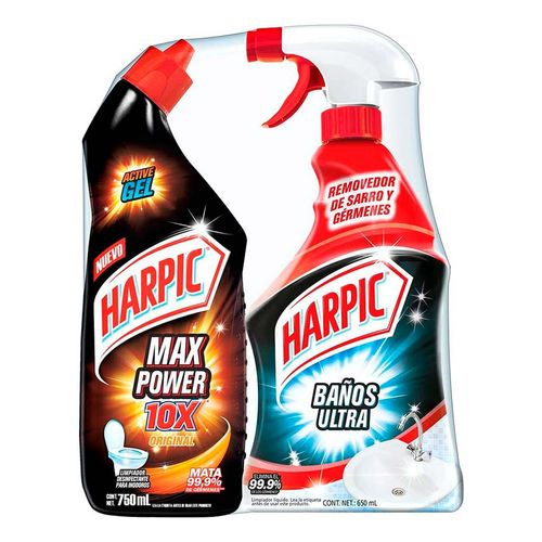 Limpiador de Baños Líquido Harpic Power Ultra 750ml + Baños Ultra 650ml