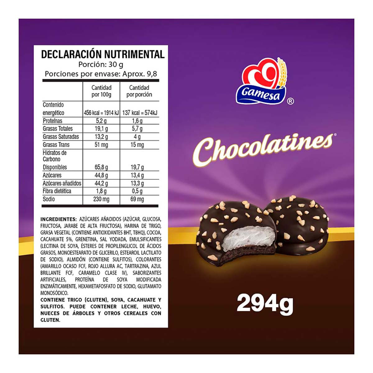 Galletas Gamesa Chocolatines Malvavisco Y Chocolate 7 Paketines 294g ...