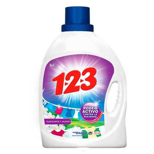Detergente Líquido 123 Maxi Poder con Suavizante y Jazmín 4.65L