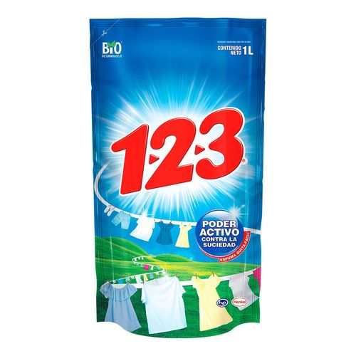 Detergente Líquido 123 Maxi Poder Fresca Blancura 1L