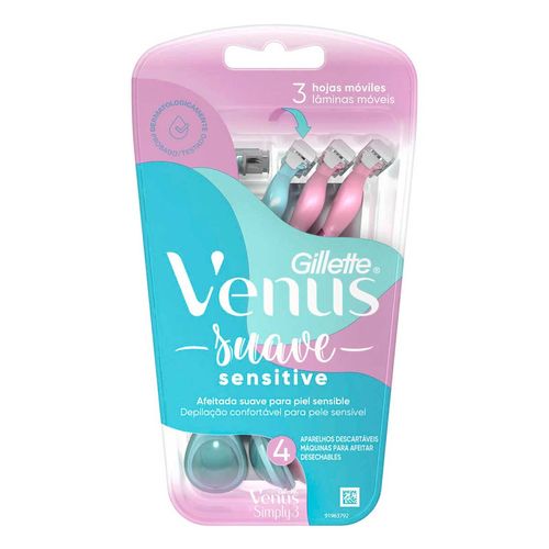 Rastrillos Desechables Gillette Venus Suave Sensitive para Depilar 4 Rastrillos
