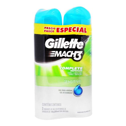Gel para Afeitar Gillette Sensitive 2 Piezas de 198g c/u