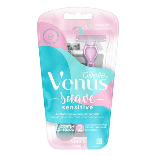 Venus Suave Sensitive Rastrillo Desechable con Skin Elixir 2 Unidades
