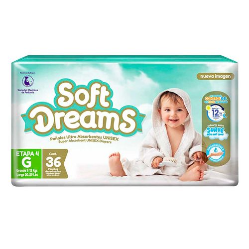 Pañales Soft Dreams Etapa 4 Grande 36 Piezas