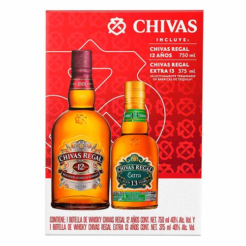 Whisky Chivas Regal 12 Años 750ml + Whisky Chivas Regal 13 Años 375ml