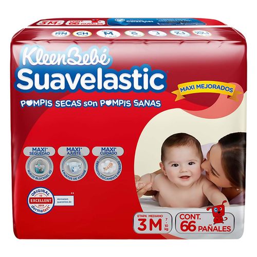 Pañales KleenBebé Suavelastic Etapa 3 Mediano Unisex 66 Pañales
