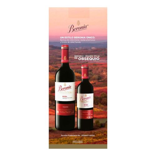 Vino Tinto Español Beronia Crianza 750ml más 375ml