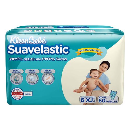 Pañales KleenBebé Suavelastic Etapa 6 Extra Jumbo Unisex 60 Pañales