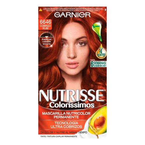 Tinte de Cabello Garnier Nutrisse Coloríssimos 6646 Cobrizo Rubi