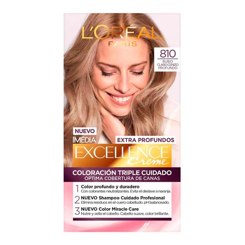 Tinte de Cabello L'Oréal Paris Imédia Excellence 810 Rubio Claro Cenizo