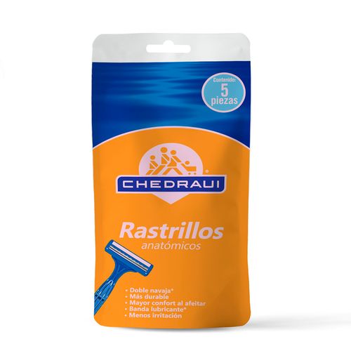 Rastrillos Desechables Chedraui Anatómico de 2 Hojas para Hombre 5 Rastrillos
