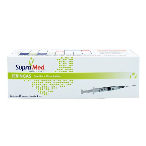 Jeringas para Insulina SupraMed de 3ml Color Negro Caja con 5 Jeringas
