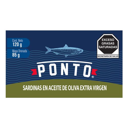 Sardinas Ponto En Aceite De Oliva Extra Virgen 120g