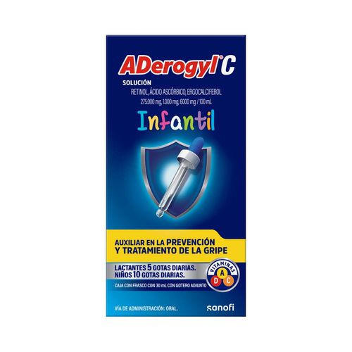 Solución Aderogyl C Infantil Vitaminas A, B Y C Frasco con gotero de 30ml