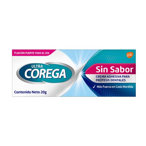 Ultra Corega sin Sabor Crema Adhesiva para Prótesis Dentales 20g