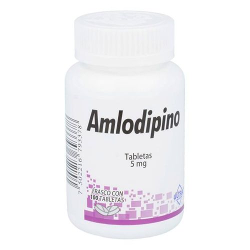 Tabletas Genéricas Amlodipino 5mg Frasco con 100 Tabletas