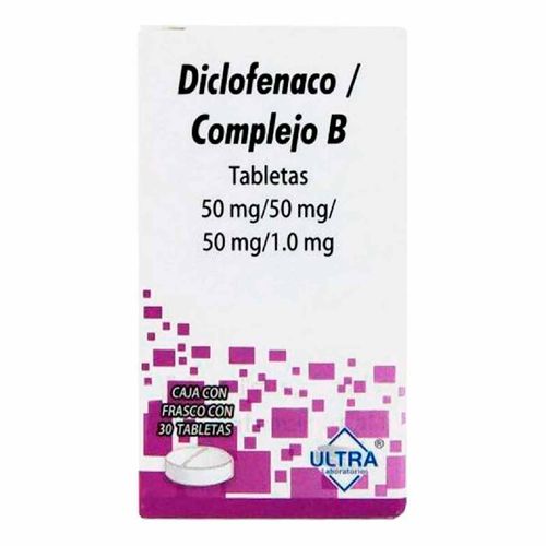 Tabletas Genéricas Diclofenaco / Complejo B Caja con 30 Tabletas