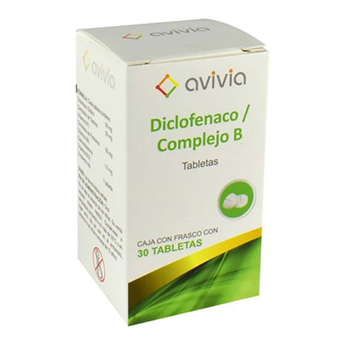 Tabletas Genéricas Diclofenaco / Complejo B Caja con 30 Tabletas