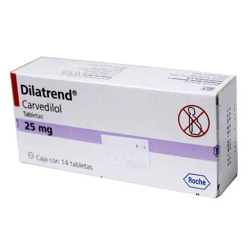 Tabletas Dilatrend 25mg Caja con 14 Tabletas