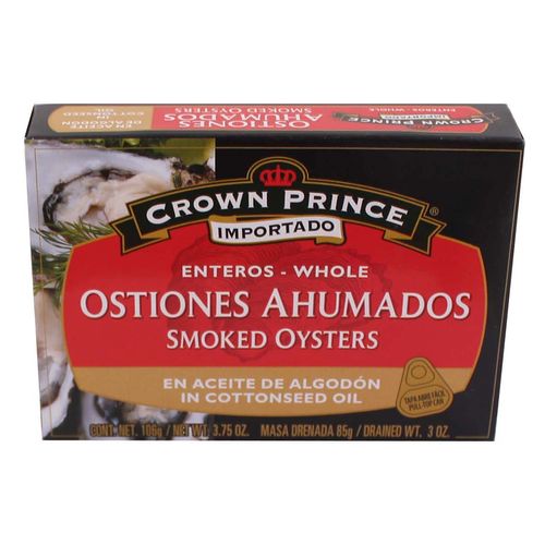 Ostiones ahumados Marinter Crown Prince Aceite puro de algodón 106g