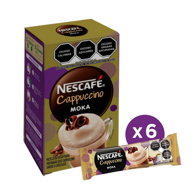 Cafe Soluble Nescafe Cappuccino Moka 6 Sticks 22g Chedraui