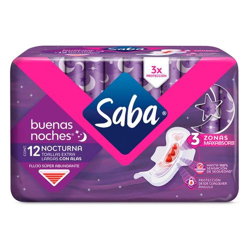 Toallas Femeninas Saba Buenas Noches con Alas 12 Toallas
