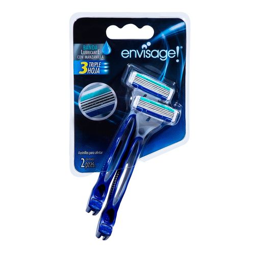 Rastrillos Desechables Envisage! 3 Hojas Mango de Goma para Hombre 2 Rastrillos
