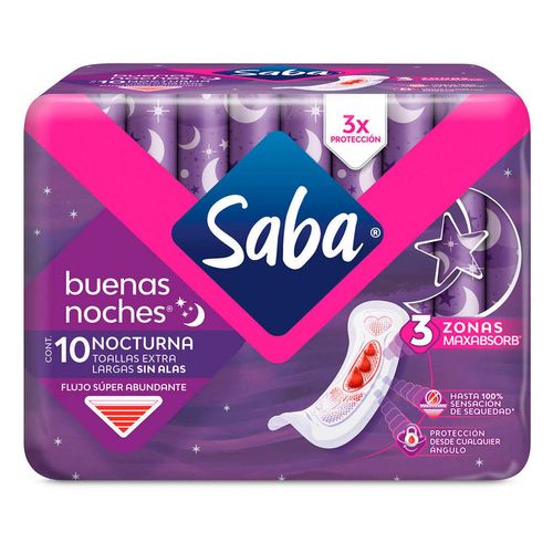Toallas Femeninas Saba Buenas Noches Sin Alas 10 Toallas