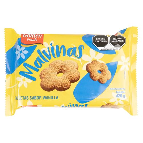 Galleta Golden Foods Malvinas Vainilla Overwrap de 420g