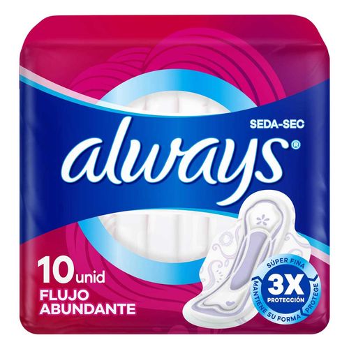 Toallas Femeninas Always Protección Total Día con Alas 10 Toallas
