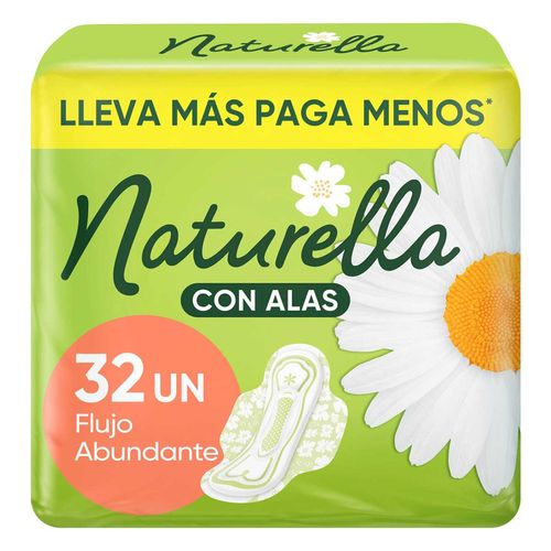 Toallas Femeninas Naturella Día Regular con Alas 32 Toallas