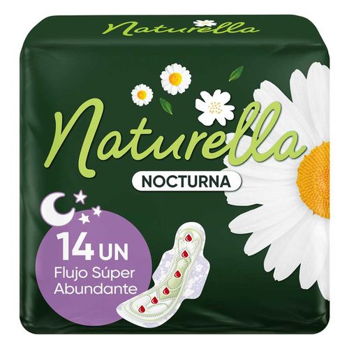 Toallas Femeninas Naturella Nocturna Extra Larga con Alas 14 Toallas