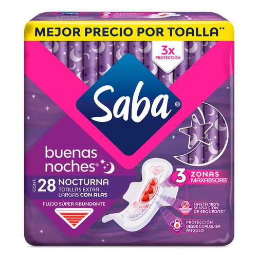 Toallas Femeninas Saba Buenas Noches con Alas 28 Toallas