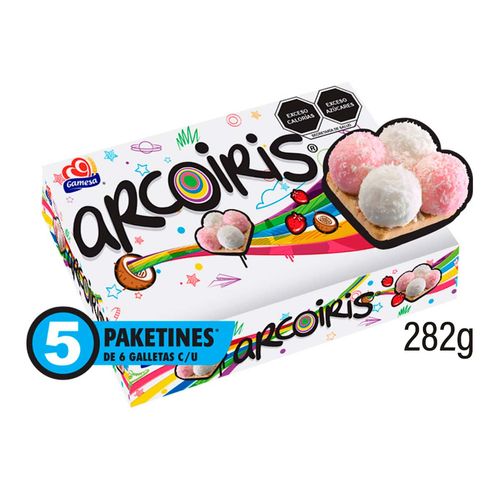 Galletas Gamesa Arcoiris Fresa 5 Paketines De 6 Galletas