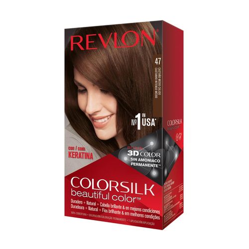 Tinte para cabello Colorsilk  Queratina tono 47 Castaño Medio Cálido