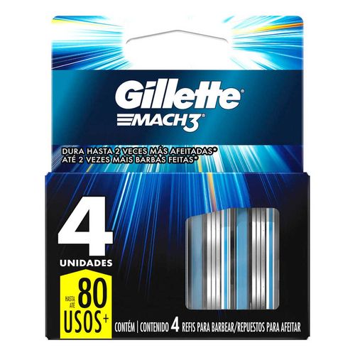 Gillette Mach3 Repuestos para Afeitar con Hojas más Afiladas 4 Unidades