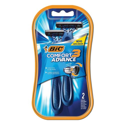 Rastrillo Bic Comfort 3 Advance 3 Hojas de Acero Inoxidable 2 Piezas