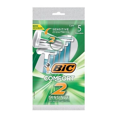 Rastrillo Bic Comfort 2 Sensitive 2 Hojas de Acero Inoxidable 5 Piezas