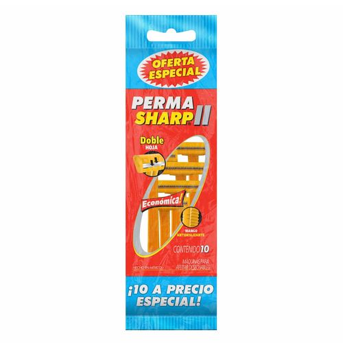 Rastrillos Desechables Perma Sharp II con Doble Hoja 10 Unidades