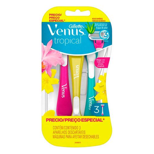Venus Tropical Rastrillos Desechables con Aroma Tropical 3 Unidades