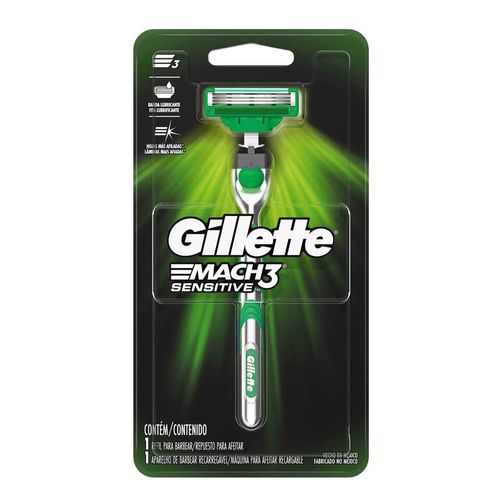 Rastrillo para Afeitar Gillette Mach3 Sensitive Recargable con Aloe 1 Unidad