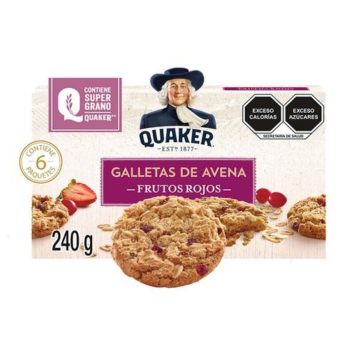 Galletas De Avena Quaker Frutos Rojos 6 Paquetes 240g