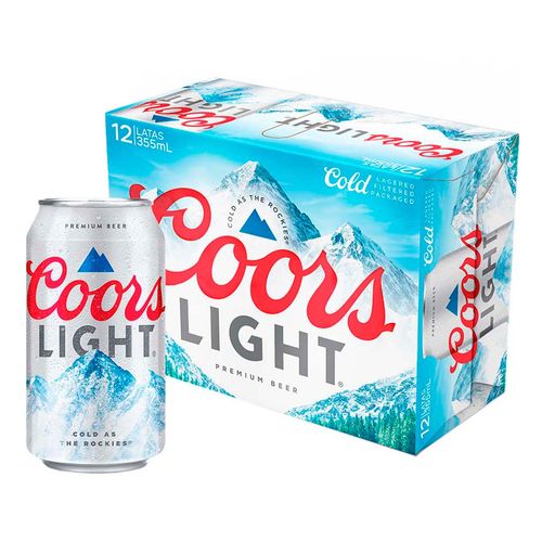 Cerveza Clara Coors Light 12 Latas de 355 ml c/u