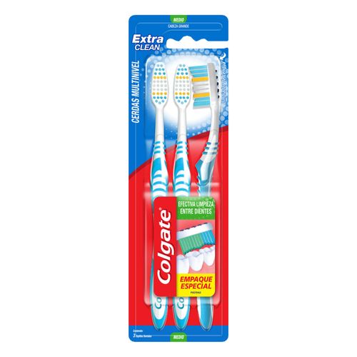 Cepillo de Dientes Colgate Extra Clean 3 Cepillos