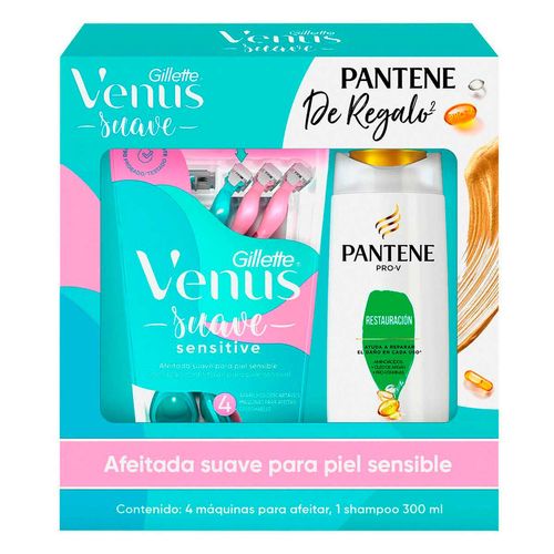 Rastrillos Desechables Gillette Venus Suave 4 Rastrillos + Shampoo Pantene 300ml